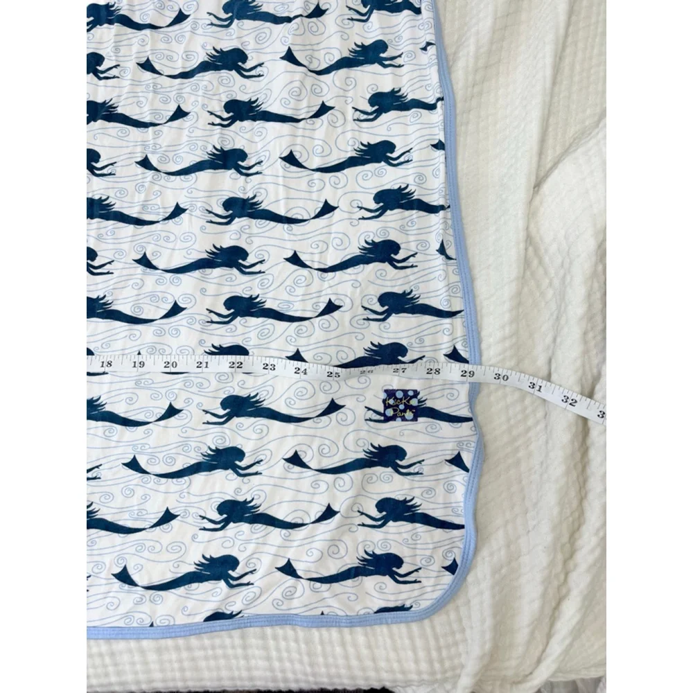 Baby KicKee Pants Bamboo White Blue Mermaid Stroller Blanket One Size